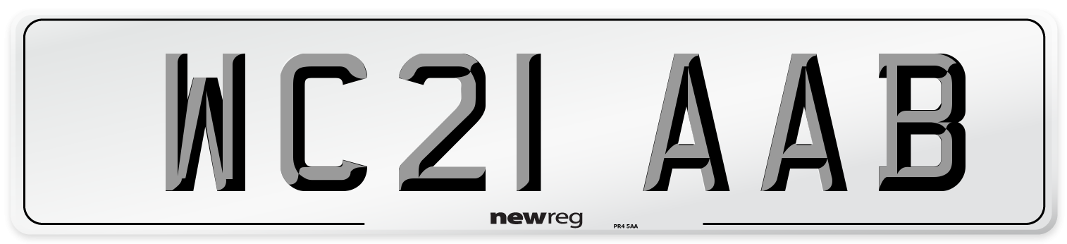 WC21 AAB Number Plate from New Reg